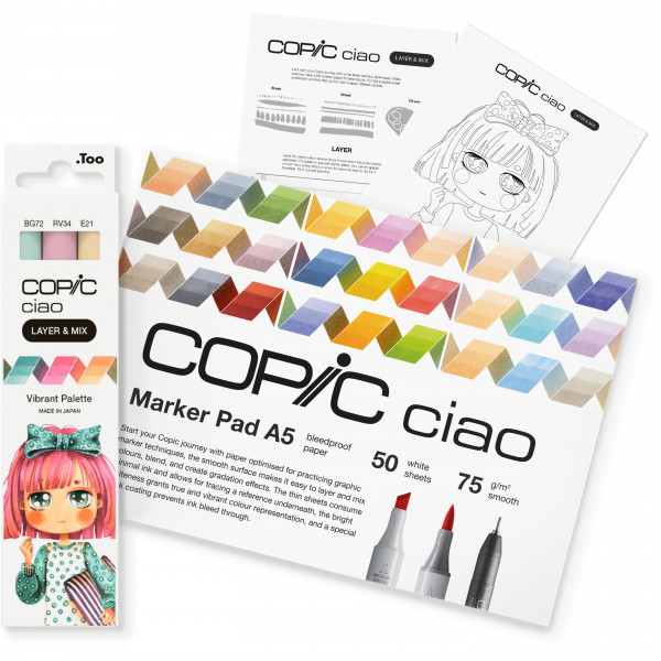 Copic Ciao "LAYER & MIX" Manga Starter Set, Vibrant