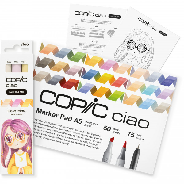 Copic Ciao "LAYER & MIX" Manga Starter Set, Sunset