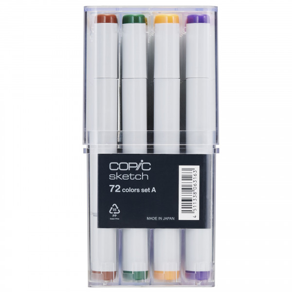 筆記具 COPIC sketch 72A colors Caneta Copic Marcador Sketch 72 Cores Set a Ponta Dupla - Caneta