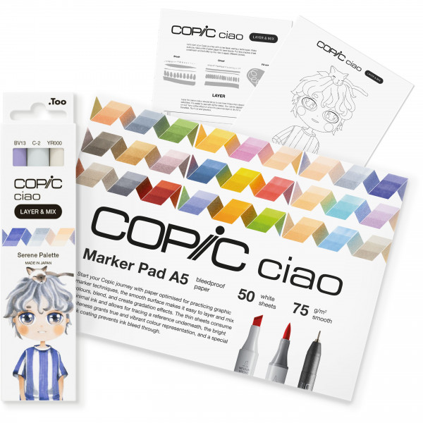 Copic Ciao "LAYER & MIX" Manga Starter Set, Serene