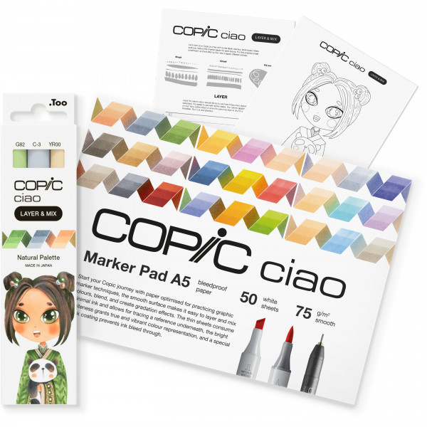 Copic Ciao "LAYER & MIX" Manga Starter Set, Natural