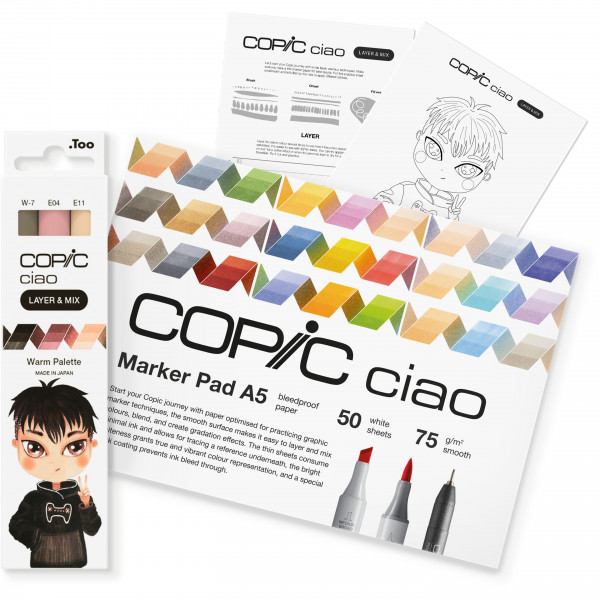 Copic Ciao "LAYER & MIX" Manga Starter Set, Warm