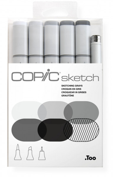Copic Sketch 5 colours + Multiliner SP set Sketching Grays