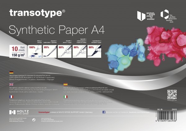 transotype Synthetic Paper, 10 Blatt A4, 158 g/m²
